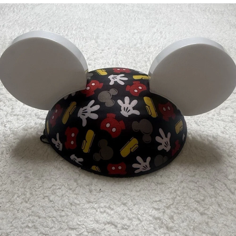 Disney Parks Mickey Mouse‎ Ear Hat Kids Black Light Up Icon Print Souvenir